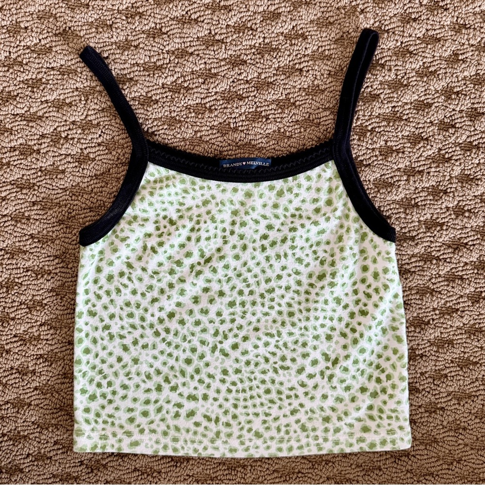 Brandy Melville Green and Black Camisole